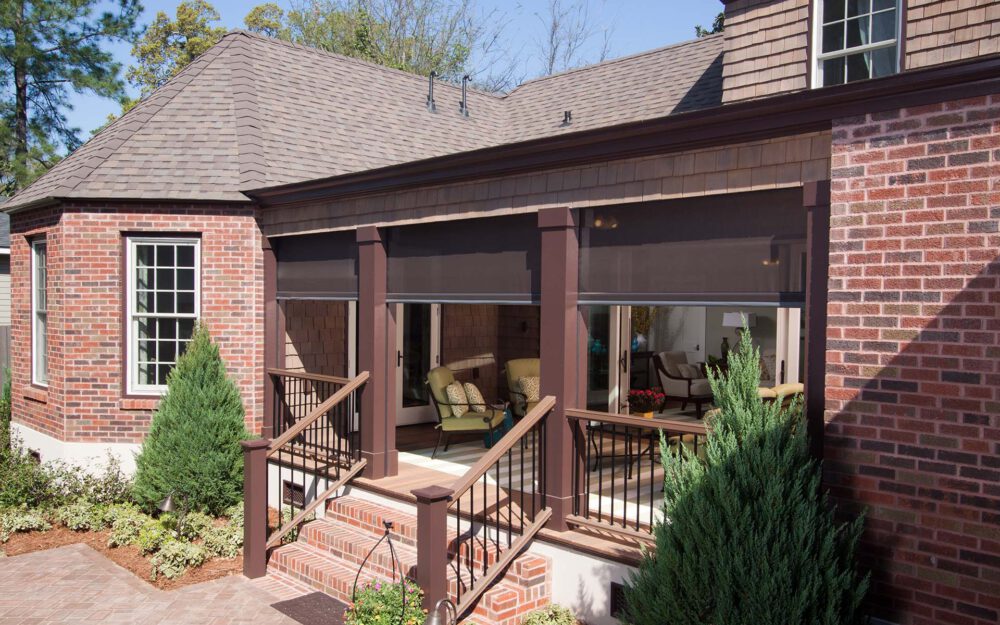 Screened in porch with Phantom's motorized screens for large openings