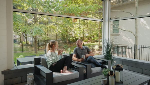 Mike Weaver and Carrie Rowan enjoying their upgraded patio space with Phantom Screens