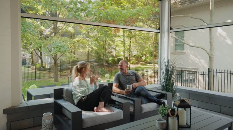 Mike Weaver and Carrie Rowan enjoying their upgraded patio space with Phantom Screens