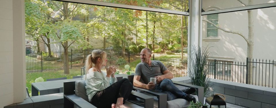 Mike Weaver and Carrie Rowan enjoying their upgraded patio space with Phantom Screens